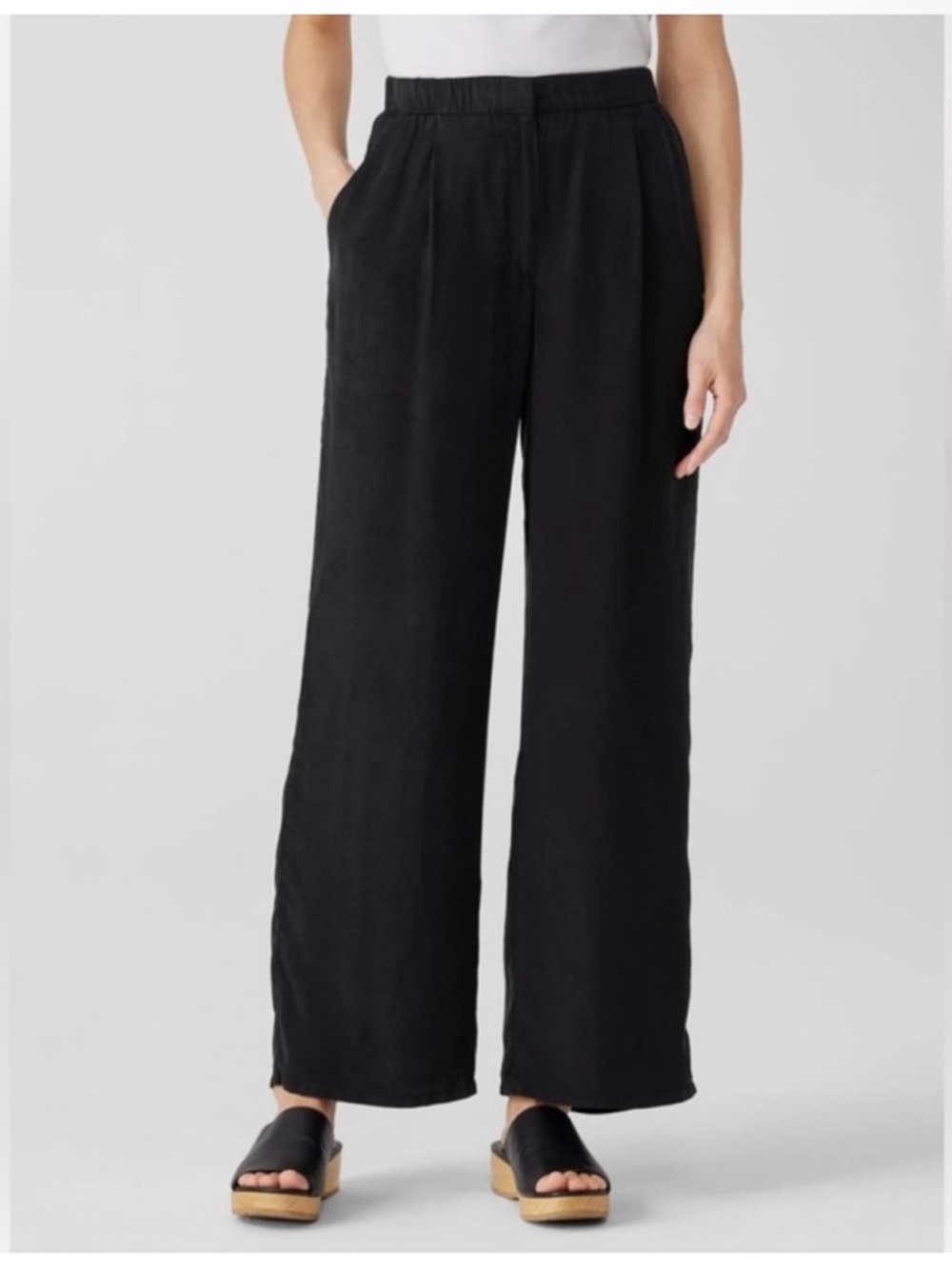 Eileen Fisher Women's Wide-Leg Elastic Waist Pants - Black